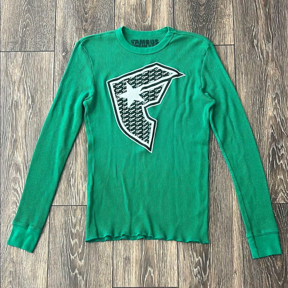 Famous Stars and Straps Thermal Green Long Sleeve Shirt Mens Small